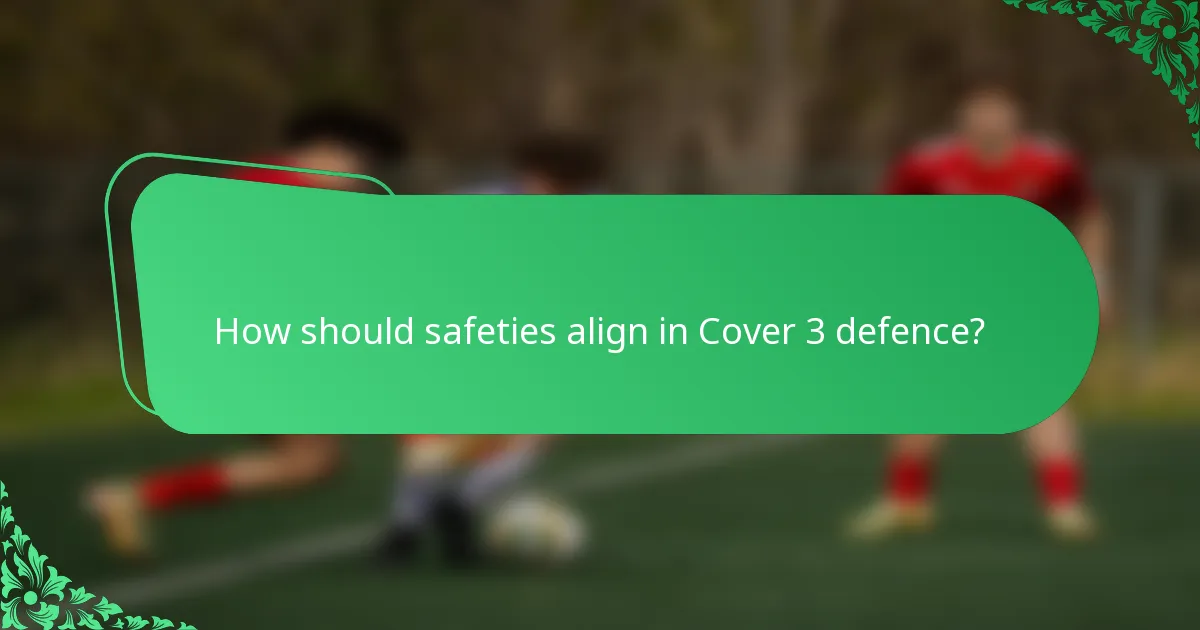 How should safeties align in Cover 3 defence?